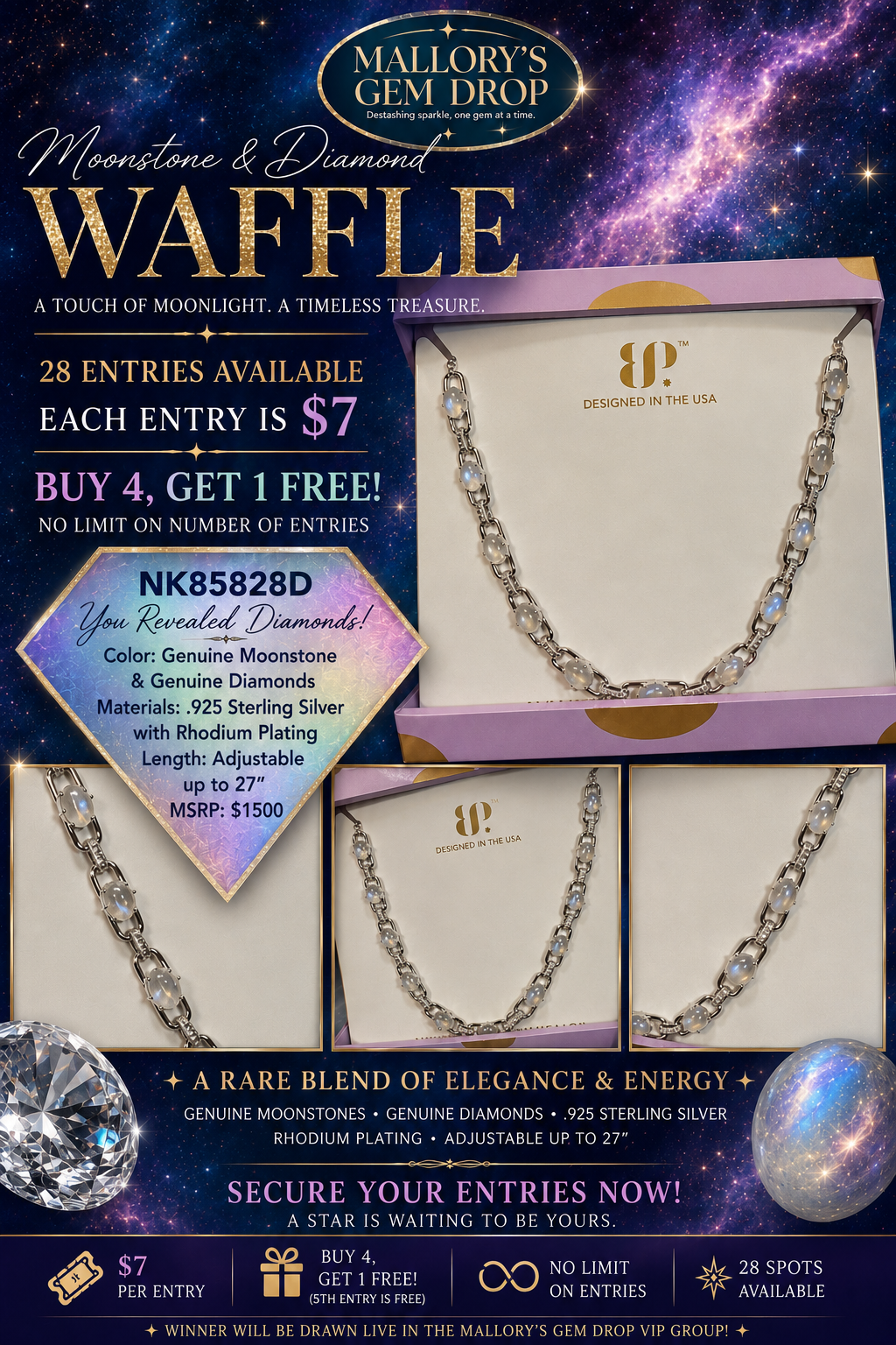 🌔Moonstone & Diamond💎 Necklace Waffle Entry